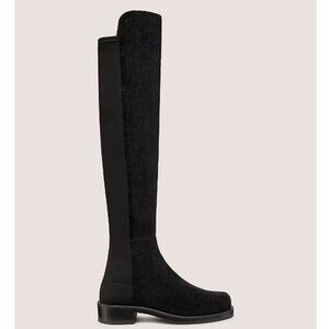Stuart Weitzman 5050 over-the-knee boots in black suede with a stretch back